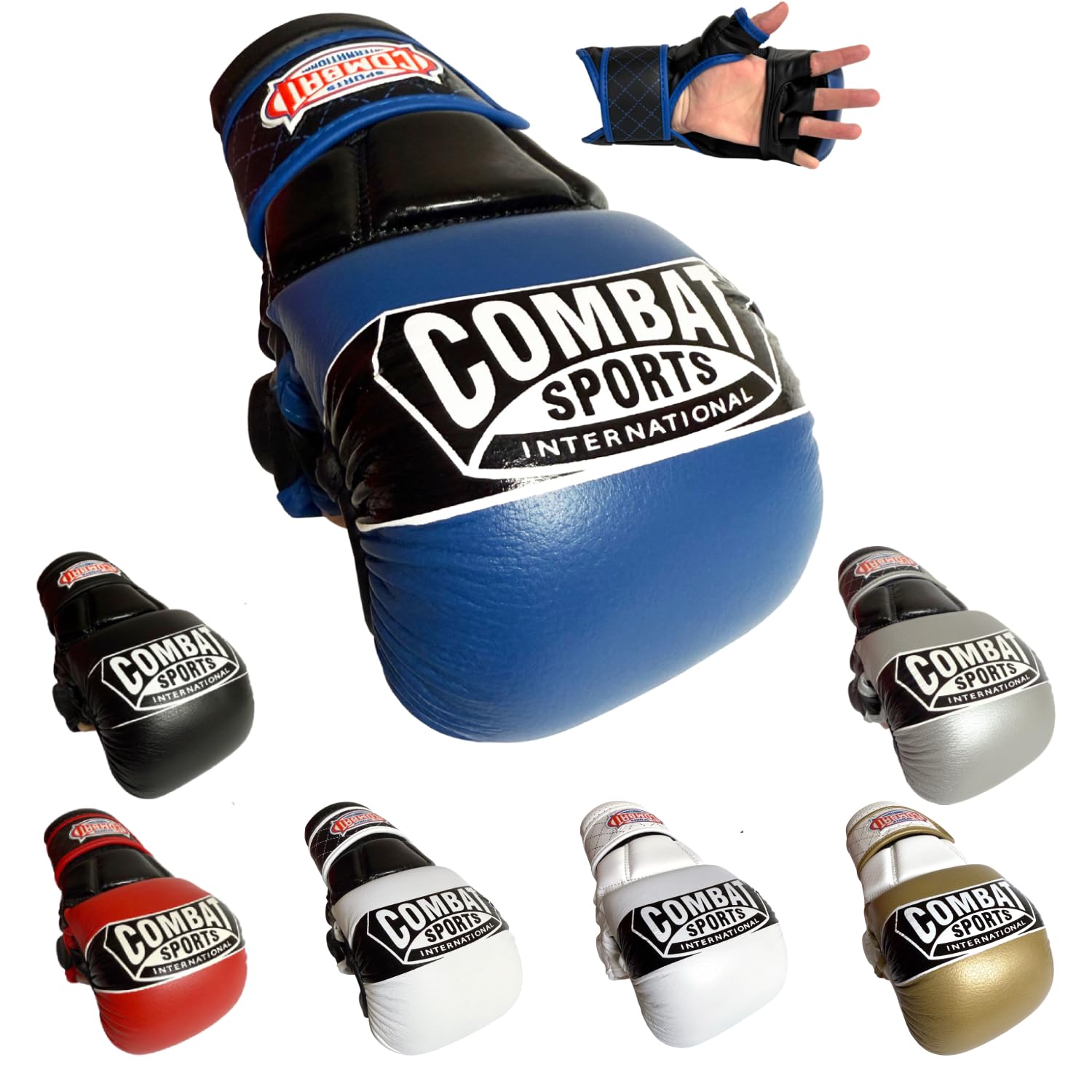 Combat Sports Max Strike MMA Training Gloves, Open Palm Fingerless Gloves for MMA, Muay Thai, and Kickboxing