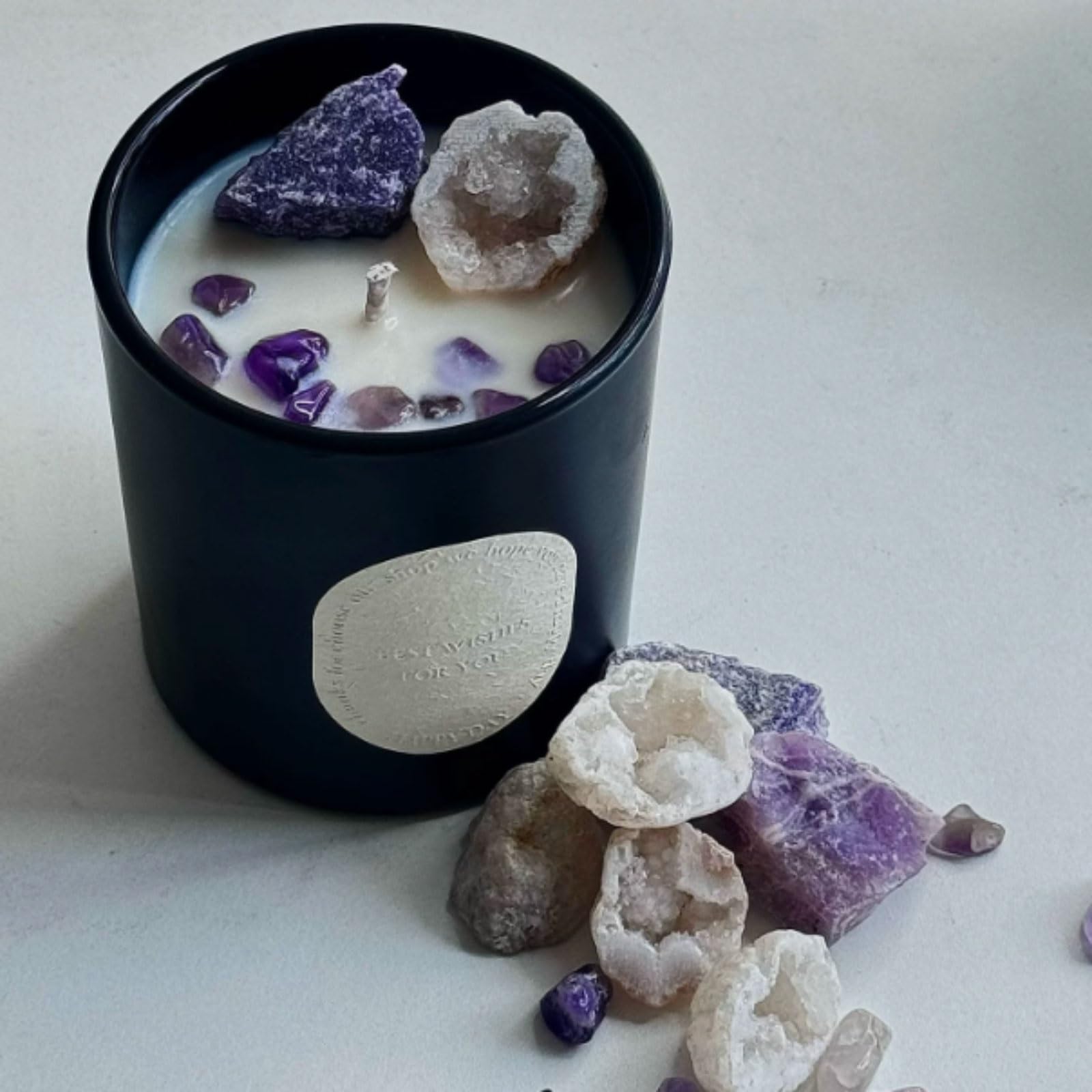 Exquisito Velas de cerámica lila hechas con cera de soja y aceites esenciales, vela perfumada moderna for vacaciones en casa, relajación y spa meloso
