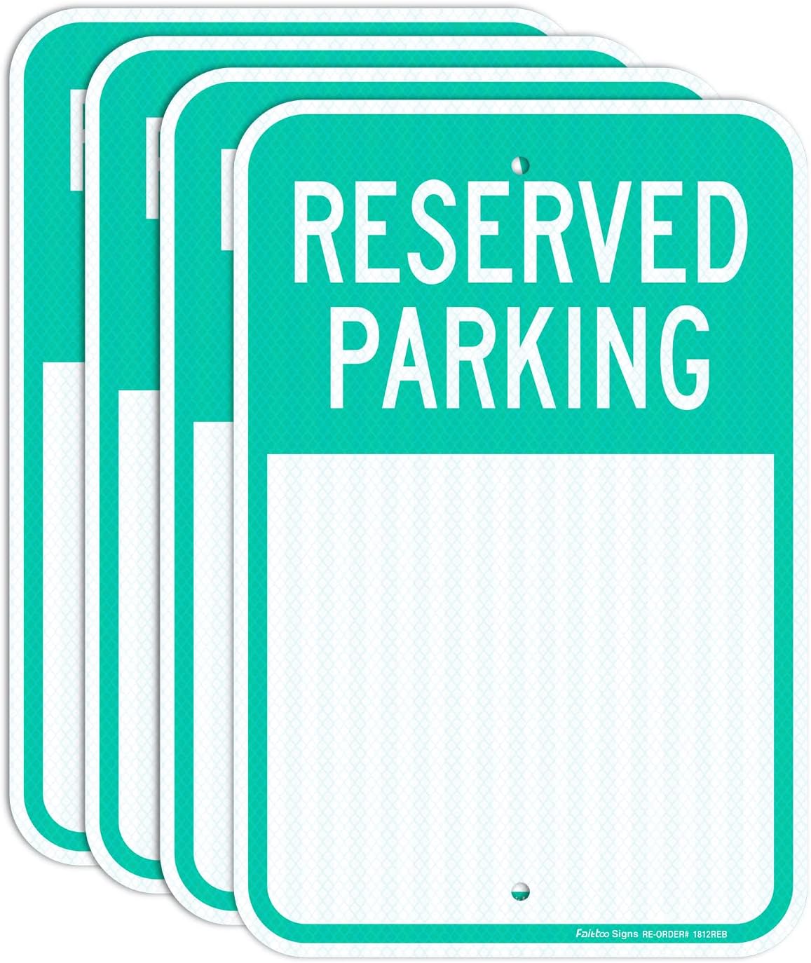 Faittoo Blank Reserved Parking Signs, 4-Pack 18 x 12 Inch Engineer Grade Reflective Aluminum Signs, Weather/Fade Resistant, UV Protected, Easy to Install and Read, Indoor/Outdoors Use