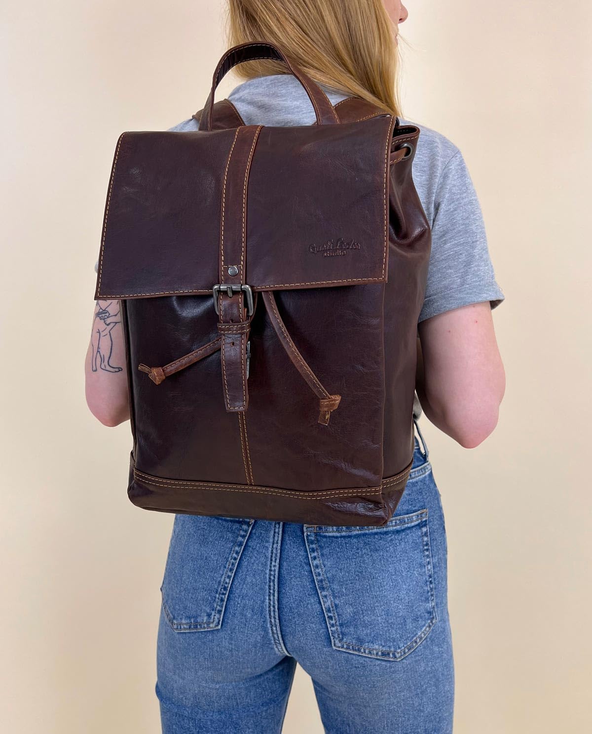 Gusti Kurierrucksack Leder - Jaime Rucksack Lederrucksack Vintage Cityrucksack Outdoorrucksack Laptoptasche Unirucksack 17L Leder