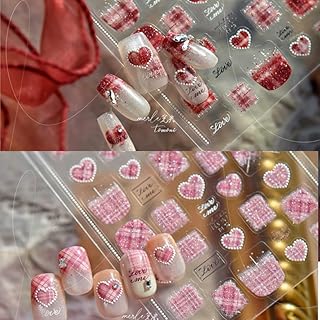 ネイルシール ハート ウール柄 ネイルステッカー 2枚 3D ルースパウダー付き ネイルデカール 手の爪 DIY ネイル 貼るだけ ネイルデコレーション 超キラキラ 可愛い 秋 冬 新年 ネイルアート