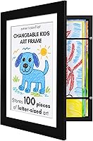 Americanflat My Mini Masterpiece Kids Art Frame Black - Holds 100 Pieces, 8.5x11 with Mat or 10x12.5 Display, Easy Changeable Storage