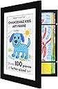 Americanflat Kids Artwork Frame Changeable (Black) - Magnetic Door Holds 100 Art Pieces - 8.5x11 Letter Size Display with Mat or 10x12.5 Without Mat - My Mini Masterpiece