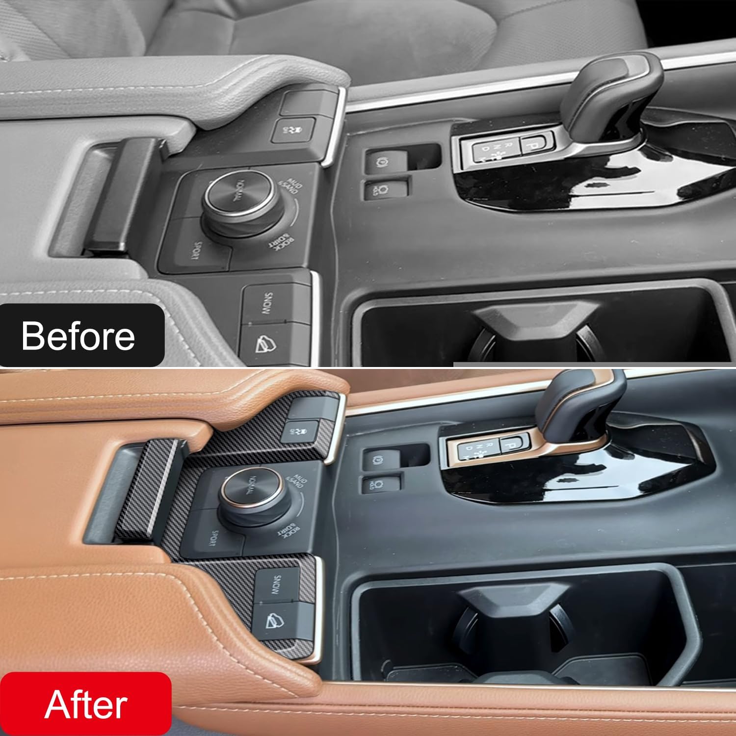 for Toyota Grand Highlander 2023-2025 ABS Carbon Fiber Armrest Box Button Frame Trim 2pcs Car Accessories