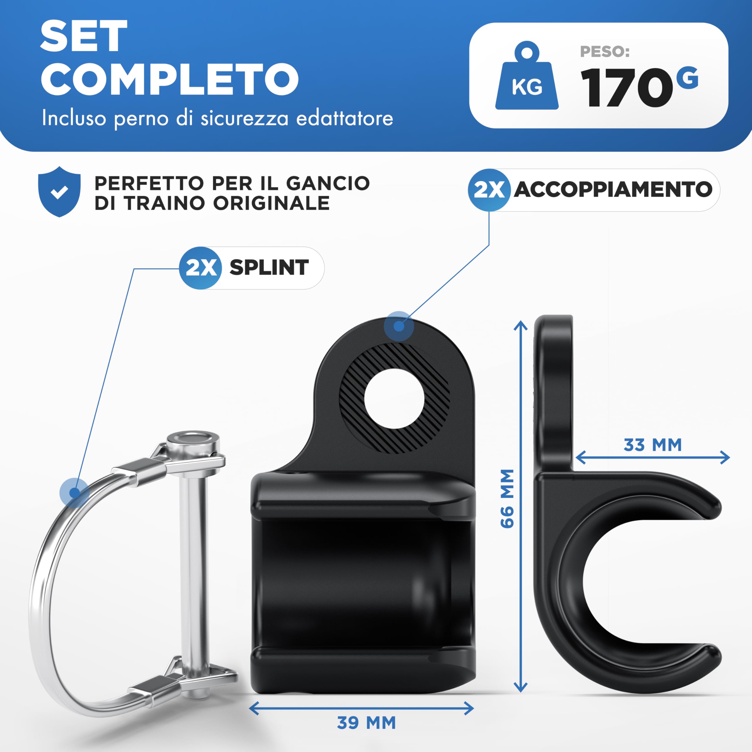 Attacco per rimorchio LAINFELD Thule Chariot Coaster bicicletta con perno di sicurezza