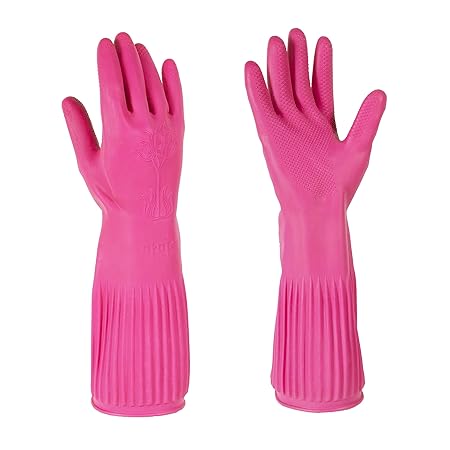 Mamison Golden Non-Slip Reusable Kitchen Rubber Gloves (Large, 1 Pairs ), Cleaning, Kitchen
