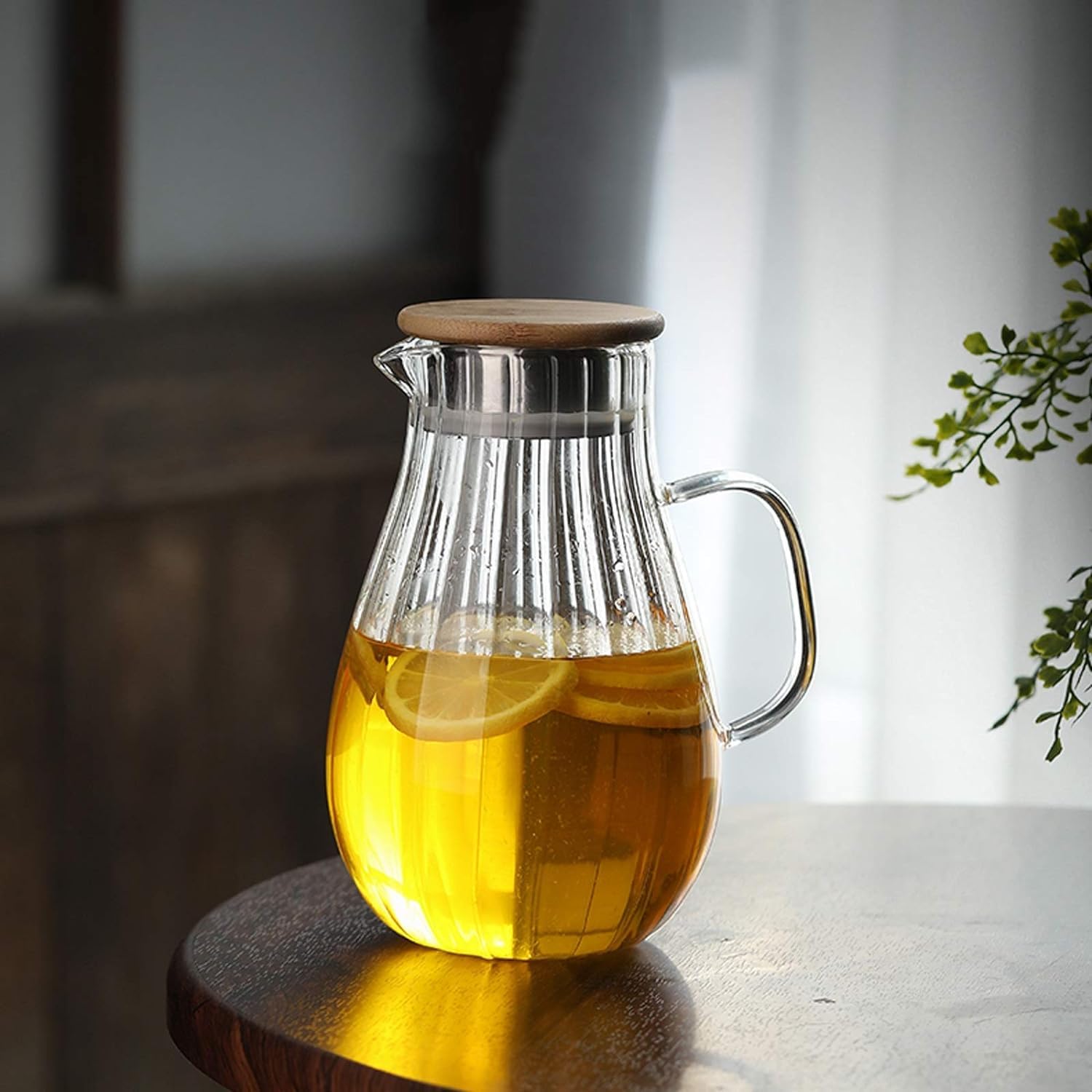 Wasserkaraffe 1,7 l Wasserkrug, Hochtemperatur-Wasserkocher aus Borosilikatglas, Eistee-Krug für Kaffee/Saft/hausgemachte Getränke Getränkespender