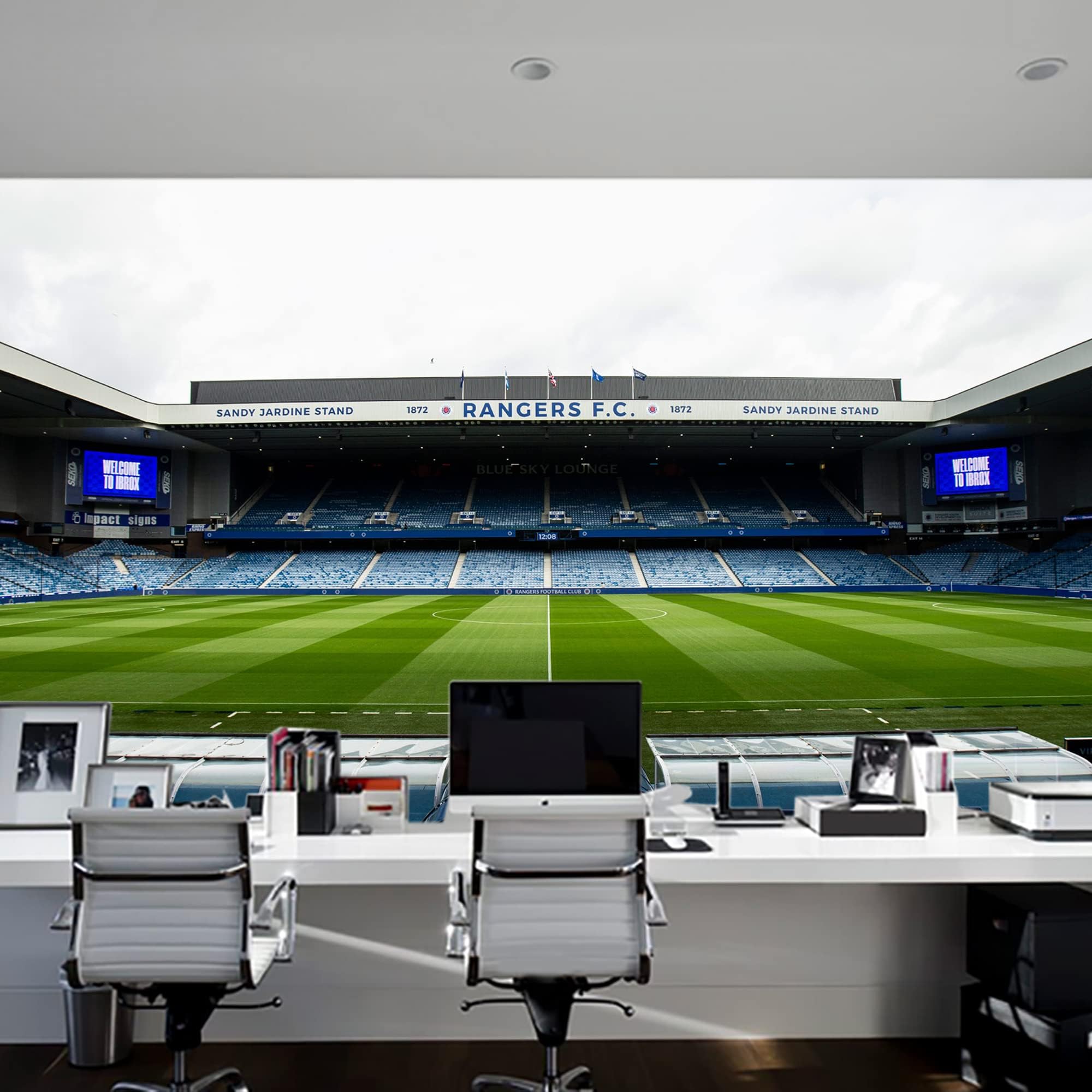 Themed Rangers Wall Mural - Sandy Jardine Stand Stadium Full Wall Mural Football Decor Art (2m Height x 2m Width)