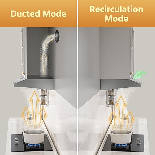 Miniatura 8 de FIREGAS Campana extractora para debajo del gabinete de 30 pulgadas con motor DC sin escobillas, luz LED, ventilador de escape de 3 velocidades,