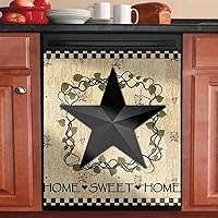 Vista 1 de Imán decorativo negro con diseño de estrella y corona de granero para puerta de lavavajillas