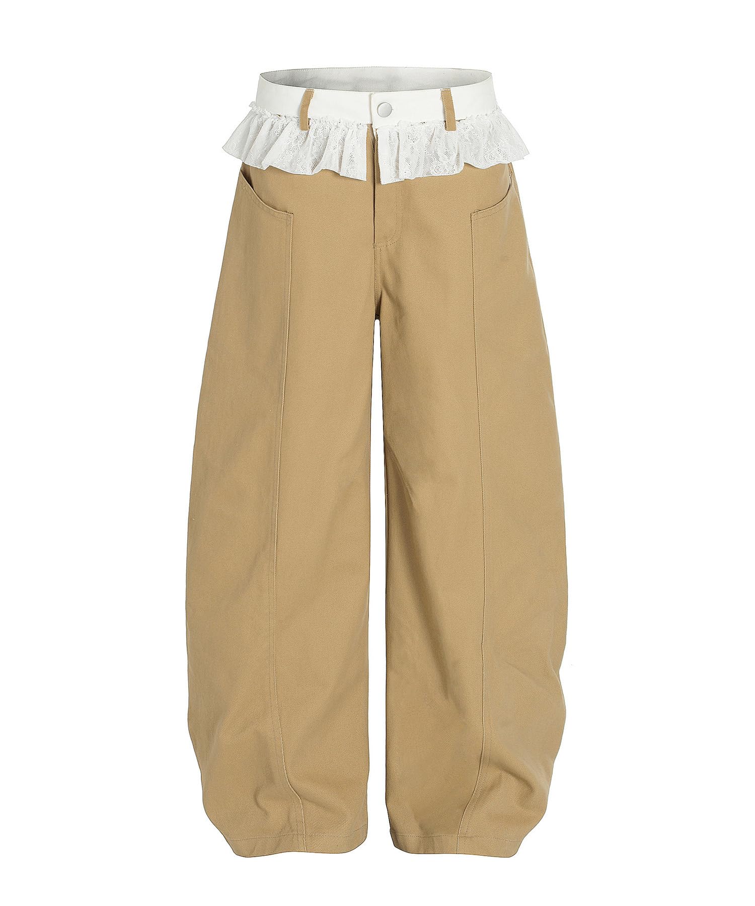 Bakyarder Womens Lace Trim Wide Leg Cargo Pants High Waisted Barrel Streetwear