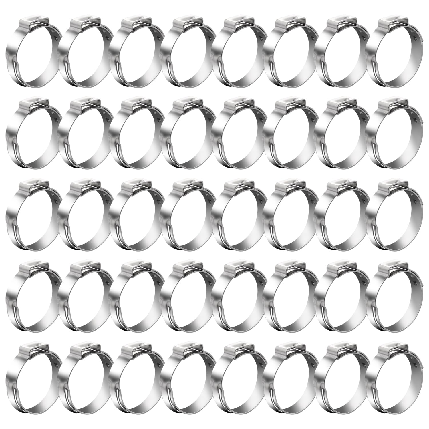 YTKavq 31.4mm-34.6mm Single Ear Hose Clamp, 304 Stainless Steel Rust Proof PEX Clamps for Automotive Plumbing Marine(40 Pcs)