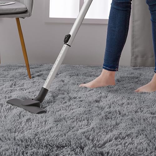 Miniatura 6 de DweIke - Tapete de pelo alto y esponjoso extragrande, tapete antideslizante y suave para sala, dormitorio, habitación de niños y niñas, gris, 8x10