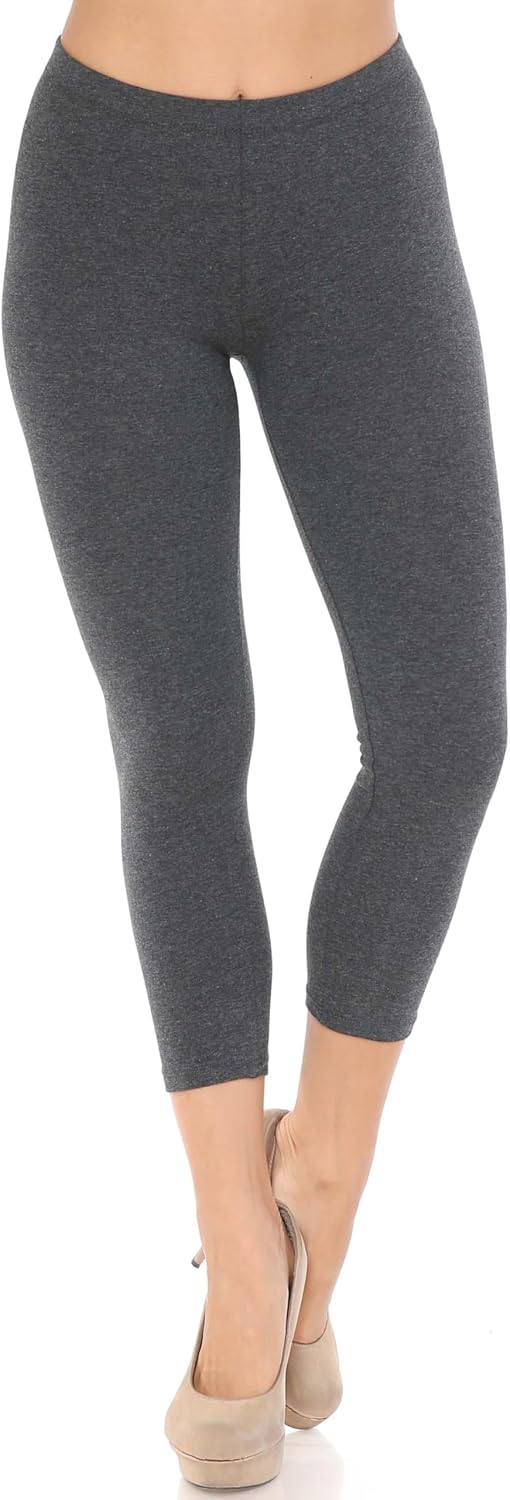 Made in The USA - Skin Smoothing Solid Basic Cotton Capri Leggings