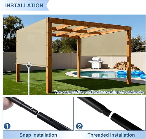 Miniatura 4 de E&K Sunrise - Cubierta para pérgola de 8 pies de ancho x 16 pies de largo, con varillas y ojales pesados, cubierta de repuesto para toldo de tela