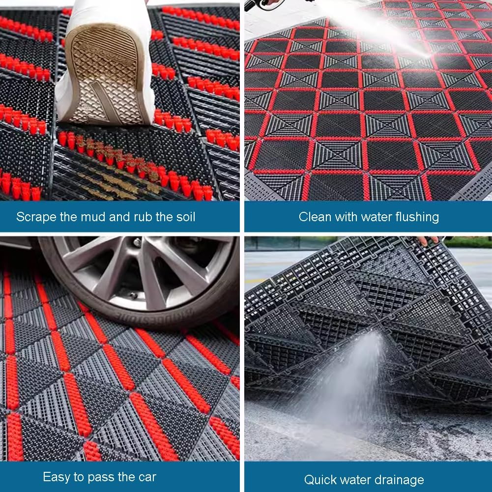 Alfombrilla de cojín entrelazada resistente al agua para uso al aire libre, rascador modular de silicona, antideslizante, ideal para aeropuerto, gris, 75 x 120 cm