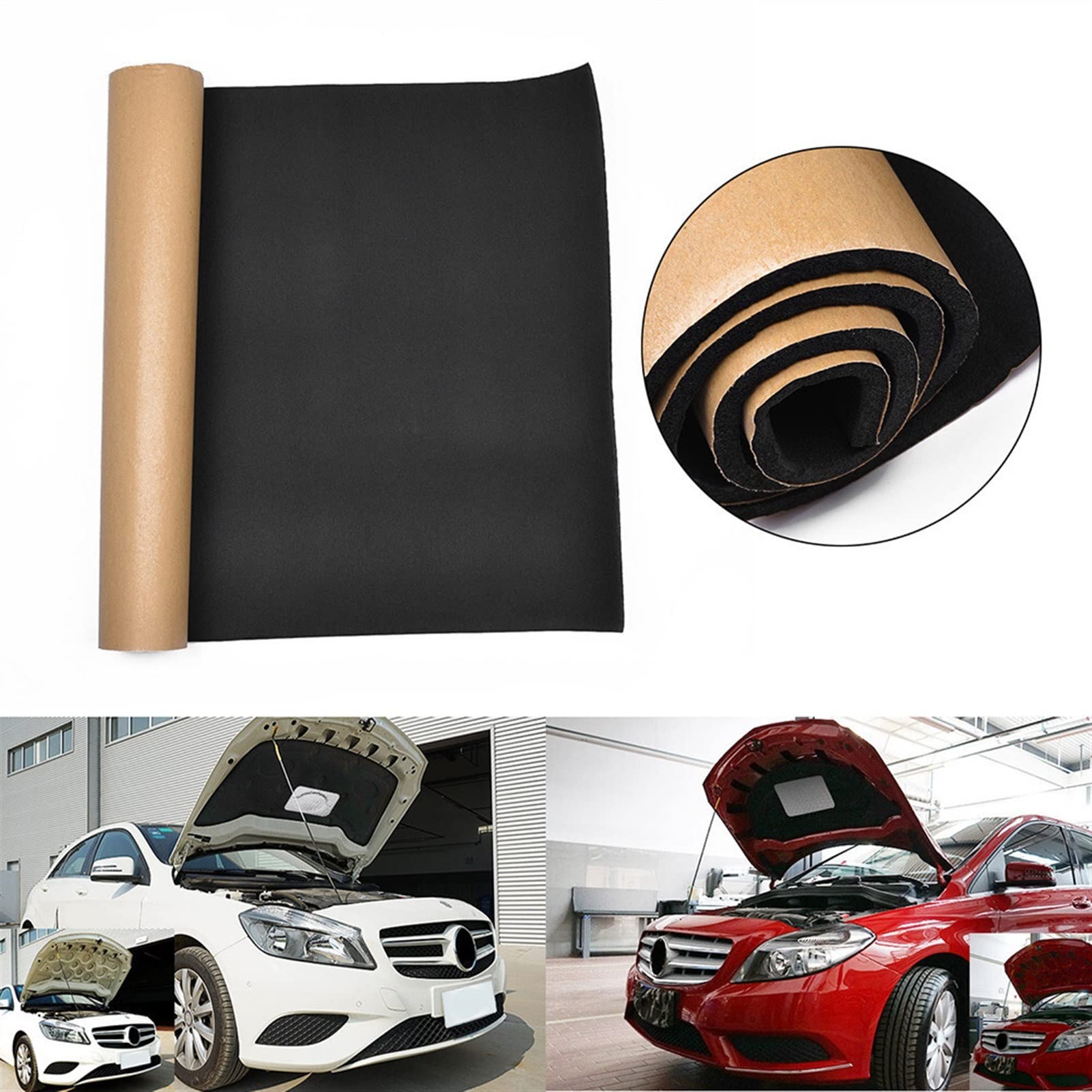 Gmeqfhpops 3Mm 30X50cm Car Sound Deadening Mat 10Mm 50X25cm Car Soundproofing Deadening Mat Heat Sound Insulation Cotton Firewall Auto Hood Door Deadener Foam