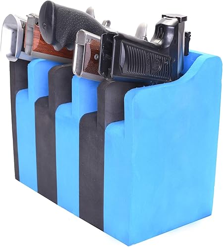 Miniatura 2 de G5 Outdoors Soft Foam 5 Medium Frame Pistola Cradle Holder Organizador para Almacenamiento Seguro Pistola - NegroAzul