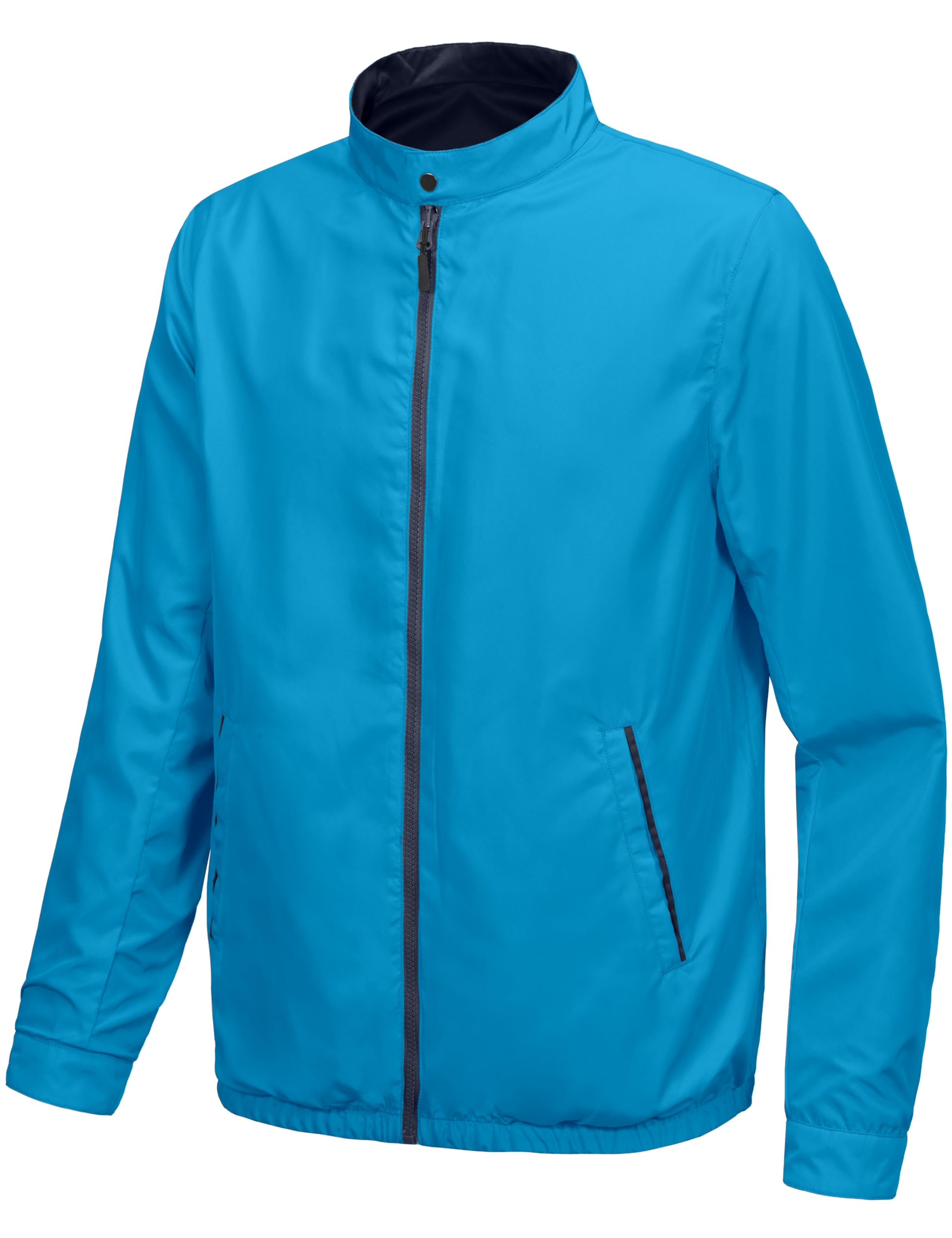 Little Donkey Andy Men's Lightweight Reversible Bomer Jacket Windproof Water Resistant Coat Running Golf Blue Navy Blue XXL