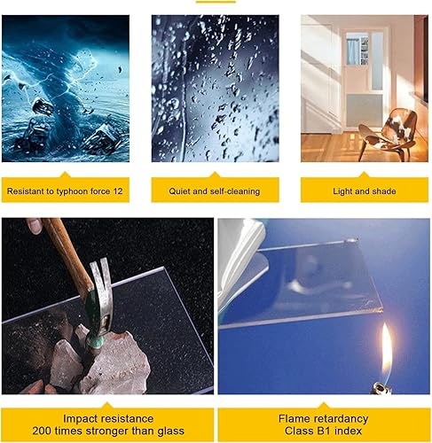 Miniatura 6 de Toldo invisible para puerta delantera, toldo de ventana, toldo para puerta delantera al aire libre, patio, cubierta de policarbonato semiesmerilado,