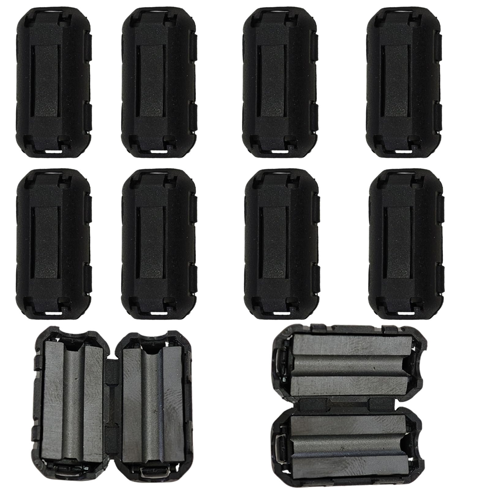 Núcleo de Anillo de Ferrita Negro, 10 Piezas, Clip de Cable Supresor de Ruido para USB, Vídeo