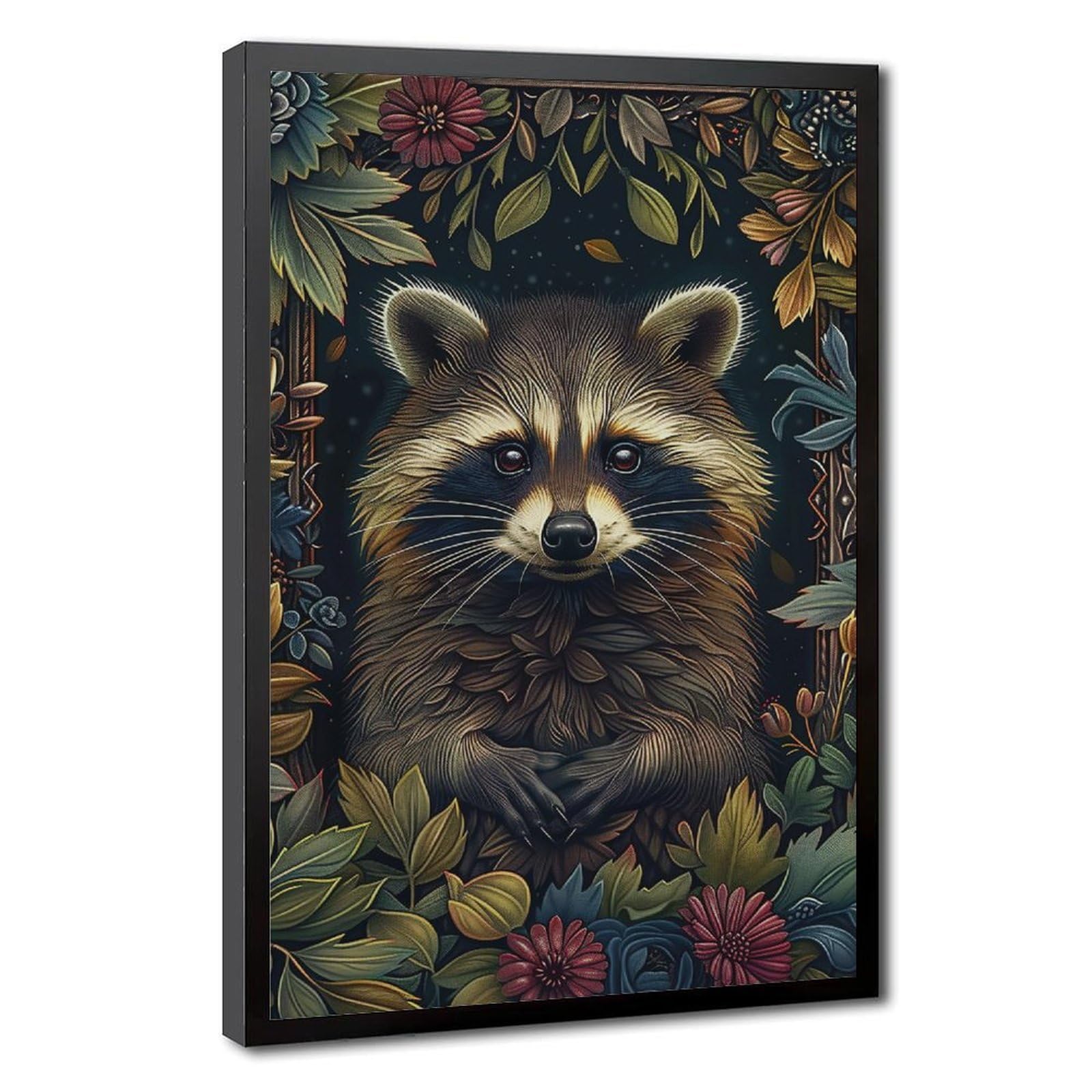 Bareronor Vintage Raccoon Canvas Poster for Bedroom Decor Gift