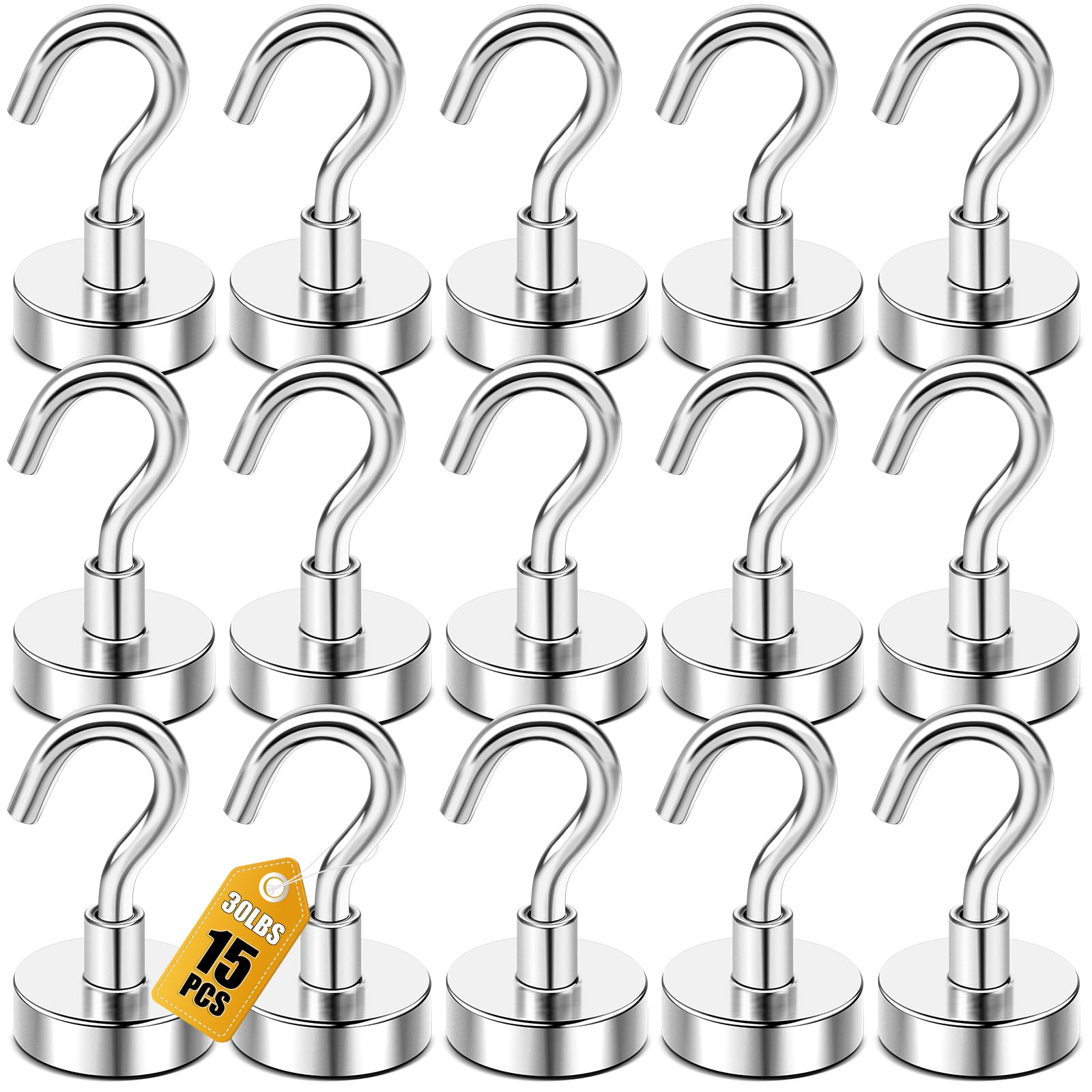 DIYMAG Magnetic Hooks, Facilitate Hook for Cruise, Home, Kitchen, Workplace, Office and Garage, Pack of 15
