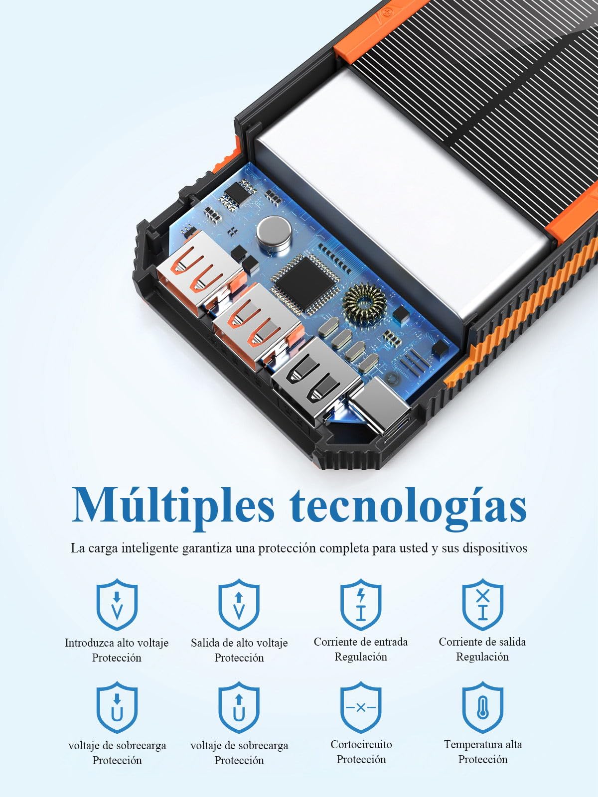 Chargeur Solaire 20000mAh PD20W Batterie Externe Solar Power Bank Chargeur Portable USB C Charge Rapide Compatible avec Téléphone Tablette