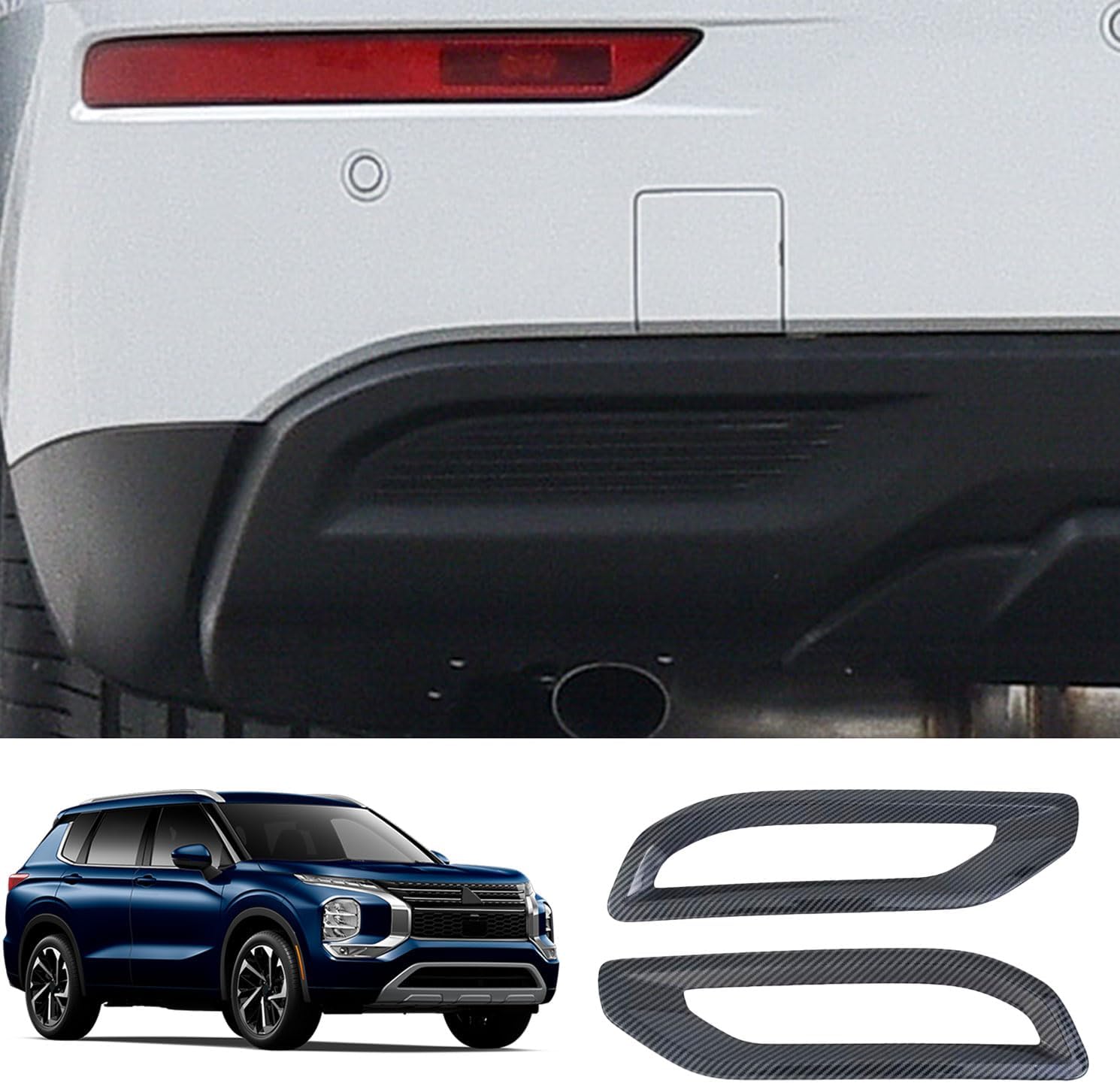 Under The Rear Fog Lamp Frame Cover Exterior Accessories，Fog Tail Light Trim Fit for Mitsubishi New Outlander and PHEV 2022 2023 2024 (2025 Only PHEV ABS Glossy Chrome Style