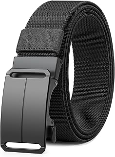 Stretch Ratchet Belt for Men, Nylon Casual Web Tactical Work Belt, Adjustable Buckle