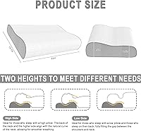 Vista 2 de Almohada cervical para aliviar el dolor de cuello, almohada de espuma viscoelástica, almohada ergonómica de contorno ajustable para dormir de lado