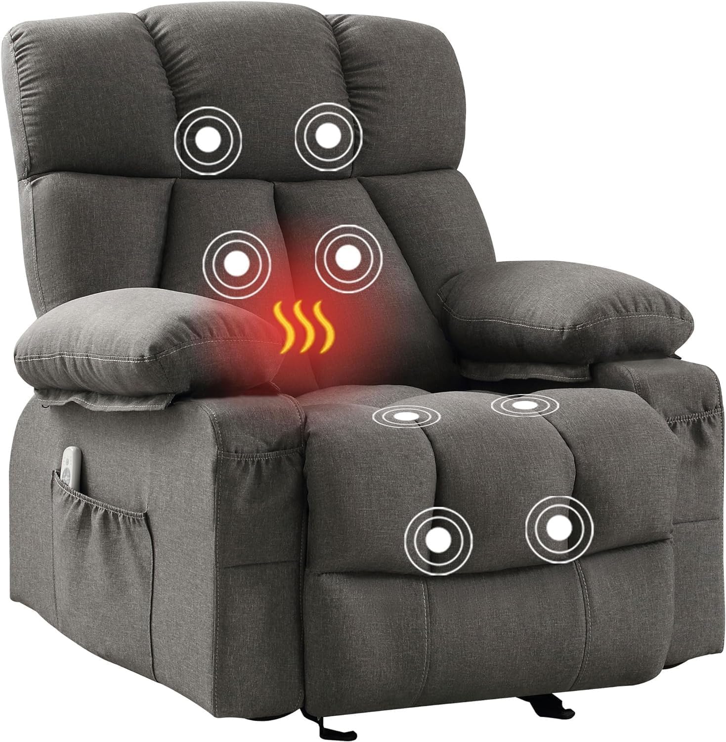 Genuine Leather Electric Power Lift Recliner Chair for Adults with Massage Heat, 8 Point Massage, USB Ports, Cup Holders, Remote Control, and Adjustable Reclining Sofa