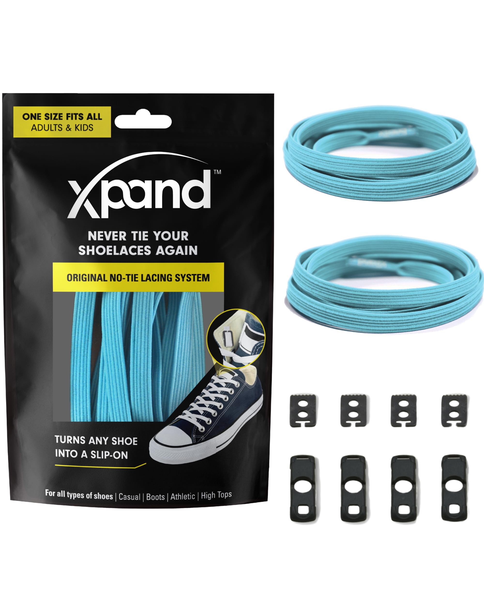 Xpand® No Tie Shoelaces - Flat Elastic Laces with Adjustable Tension - Slip-on Any Shoes