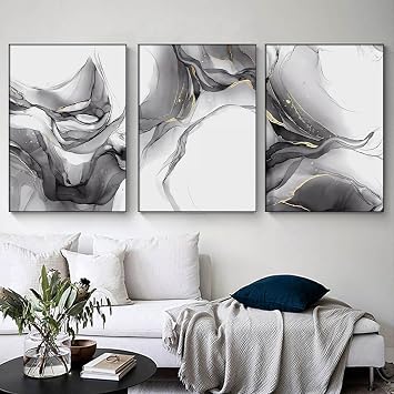 ANTIANLIDO Modern Poster, Neutral Marble Wall Art for Living Room - 16 x 24 inch x 3PCS No Frame