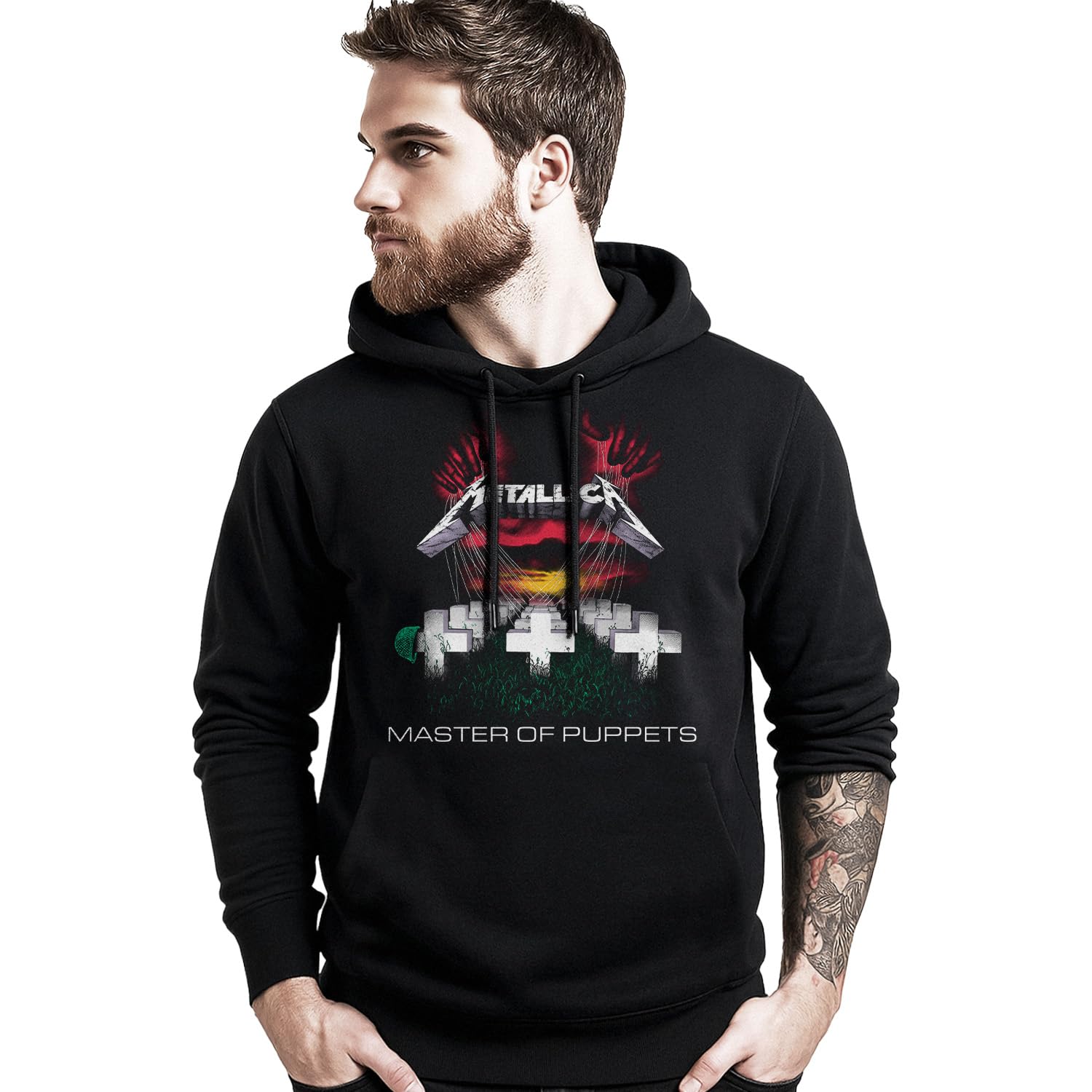 Metallica Felpa Ufficiale. Felpa con Cappuccio Unisex in Cotone. vestibilità Regular per Uomo e Donna