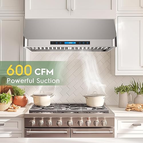 Miniatura 2 de Campana extractora debajo del gabinete de 30 pulgadas, ventilación de acero inoxidable de 600 CFM con filtros permanentes, control remoto táctil y 2