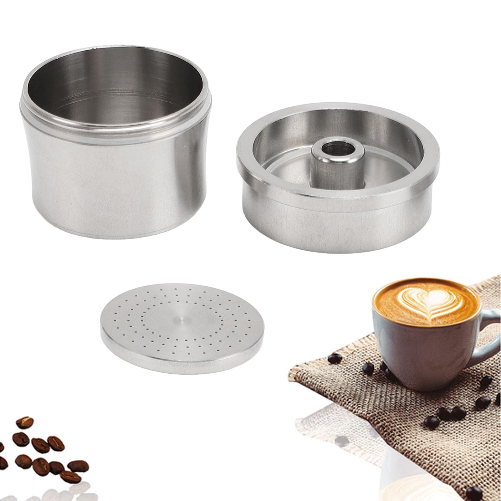 Generic Cápsula de café de Acero Inoxidable reutilizable: Cápsula de Filtro de Alta Compatibilidad para Máquinas de café: Fácil de Usar para el Hogar y la Oficina - Capa de Ecológico y Rellenable (2