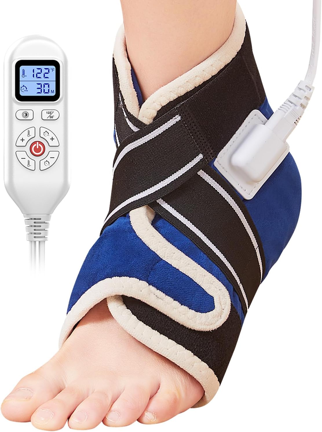 JOBYNA Heating Pad for Ankle, Upgrade Electric Heated Ankle Wrap for Ankle Pain Relief and Plantar Fasciitis Relief, 86℉-158℉ & 10-90mins Auto Shut Off (1 Pack)