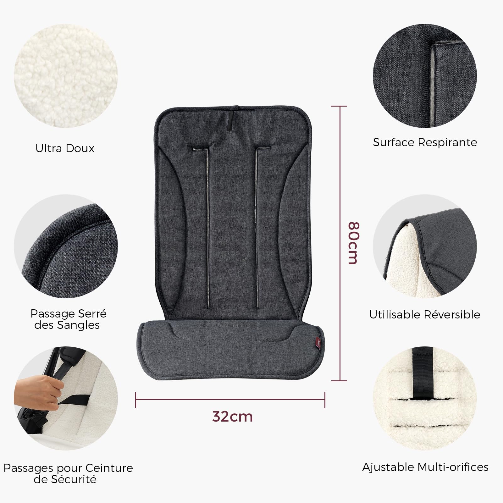Momcozy Housse de Siège Réversible pour Poussette, Housse de Siège Universelle et Respirante, Accessoire de Poussette Chaud pour l’Hiver, Coussin de Siège pour Berceau/Porte-Bébé