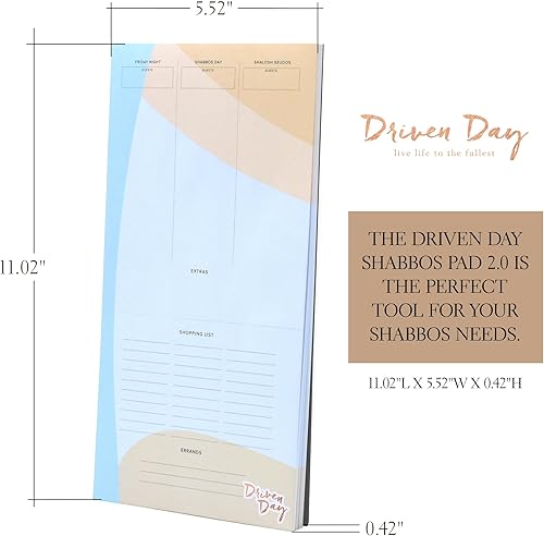 Miniatura 7 de Shabbos Pad – Impresión de ondas – Bloc de notas y plan de menú – Agenda para Shabbos pacíficos – Planificador ligero grande – Imanes duales y lista