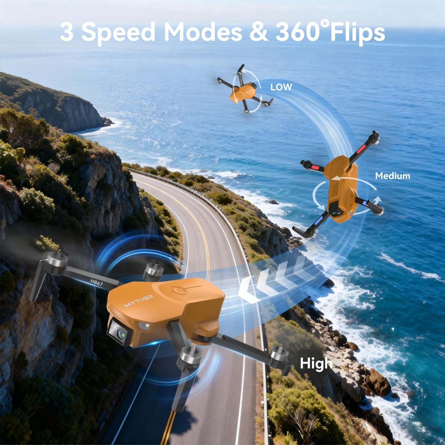 H867,Drone with Camera for Adults 4K, Brushless Motor Foldable RC Quadcopter for Beginners with 2 Batteries 36Min Flight, Optical Flow, Headless Mode, 360° Flips, One Key Takeoff