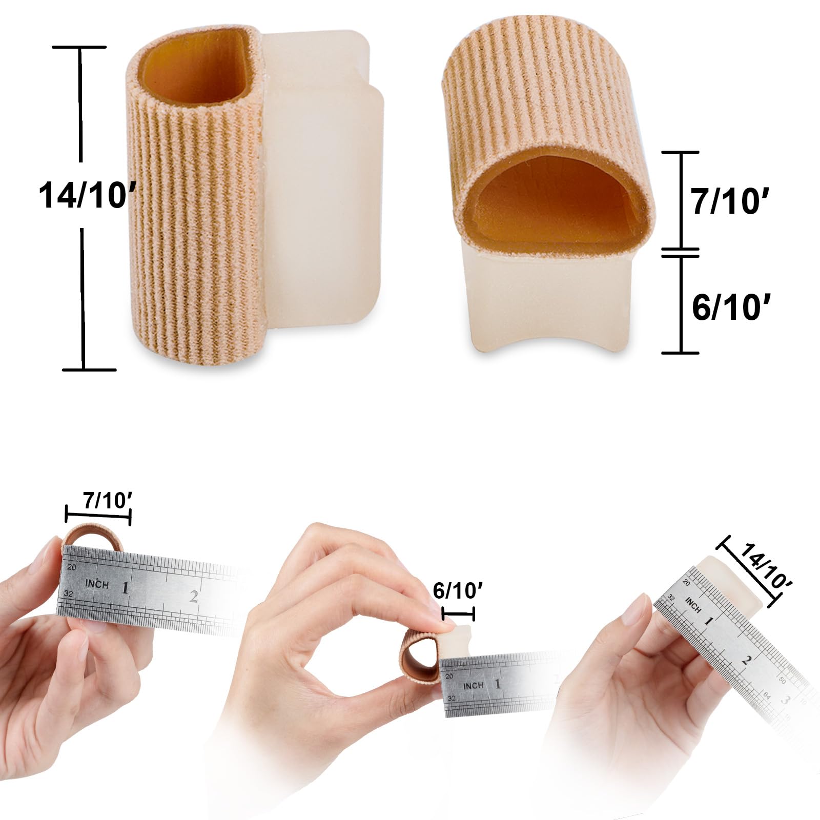 Povihome Gel-Zehenspreizer (1,5 cm dick), Ballenzeh-Korrektor für überlappende Zehen (1. / 2. Zeh), Silikon-Zehenspreizer mit weichem Gel-Futter für Hallux und Ballenzeh-Schmerzlinderung, 6 Stück