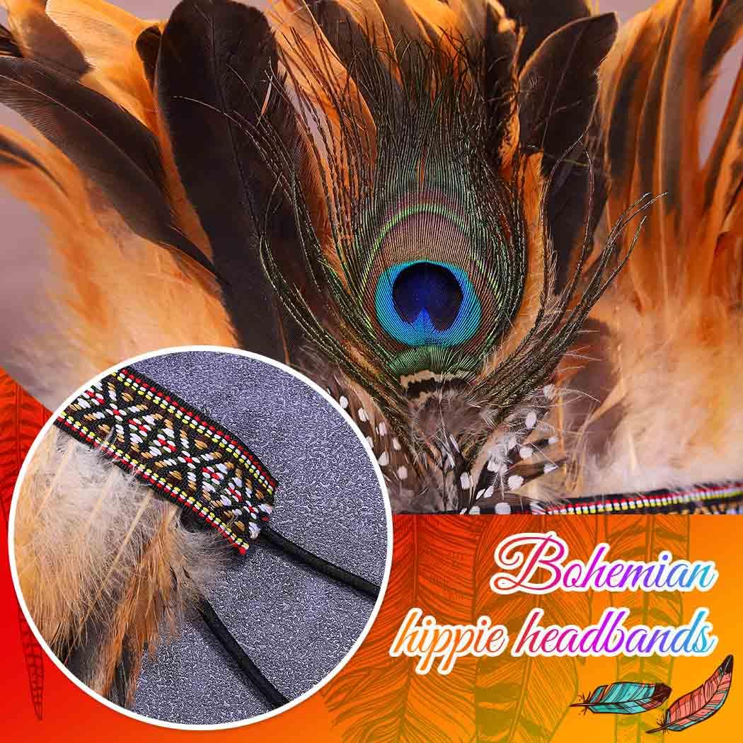 GORTIN Indian Headdress Peacock Feather Headband Native American Headpiece Carnival Costume Hair Accessories for Women (Brown, Free size) - Image 6