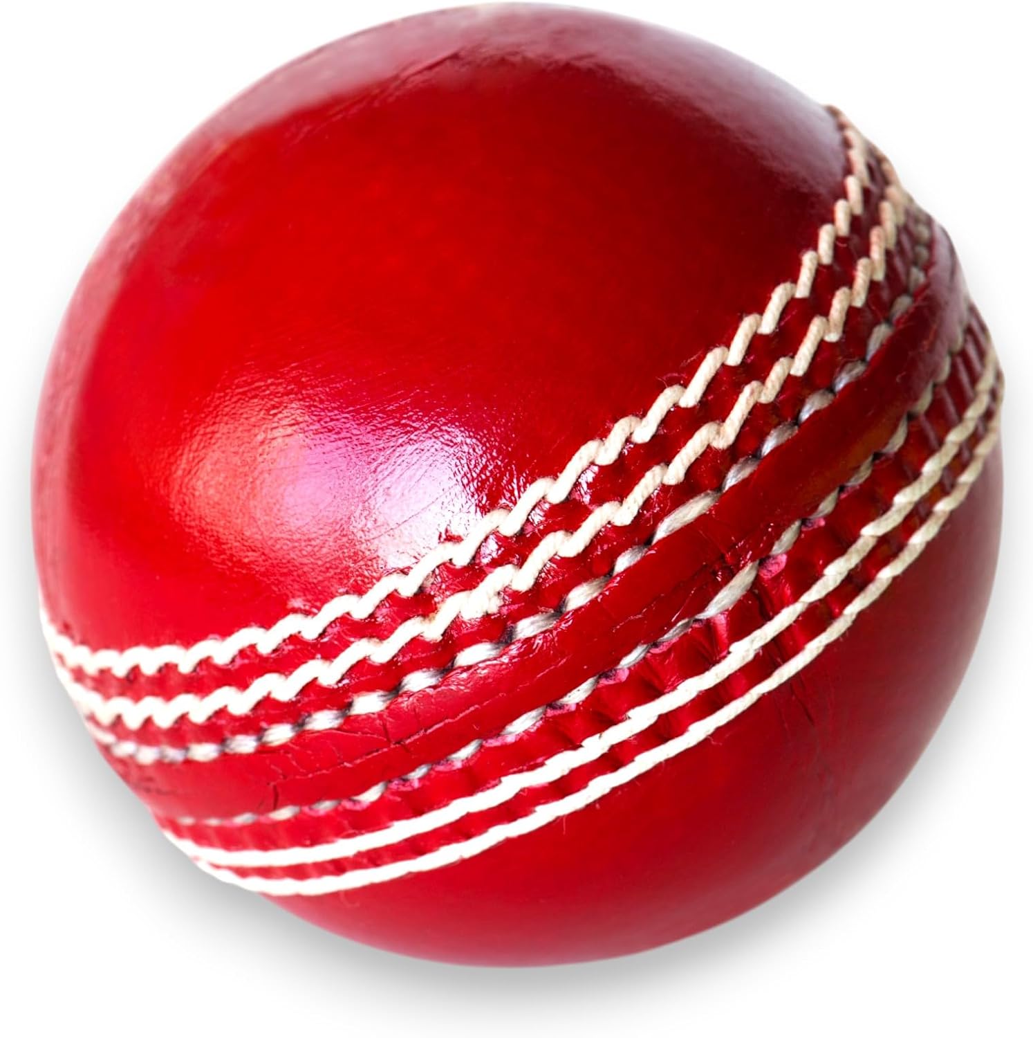 Professional Leather Cricket Ball, Red Leather Hand-Stitched, 2-Piece Construction, Match & Practice Quality (Pack of 3)