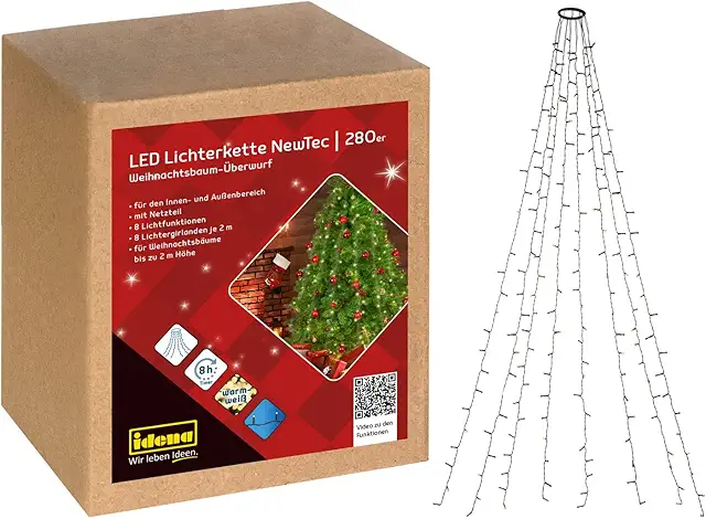 Idena 31108 LED Kerstboom Verlichting - 280 LED Warm Wit met Timer