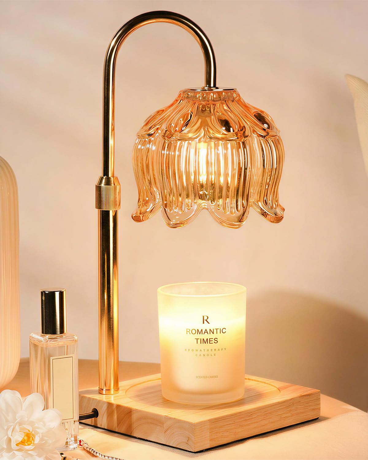 Funslive Candle Warmer Lamp with Timer and Dimmer, Height Adjustable Electric Wax Melt Burner for Large Jar Candles, Flameless Candle Lamp Warmer for Home Decor, New Home Gifts for Women Mum Daughter