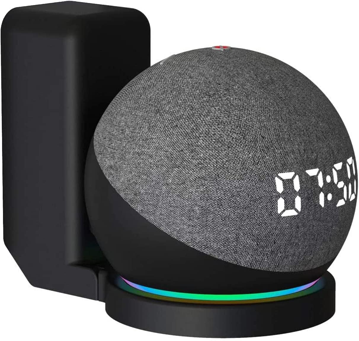 All-New Echo Dot Wall Mount Holder For 5Th 4Th Generation, Amazon Alexa Flex Smart Speaker Outlet Hanger, Show Stand Accessories With Built-In Cable Hide Messy Wires (Black)