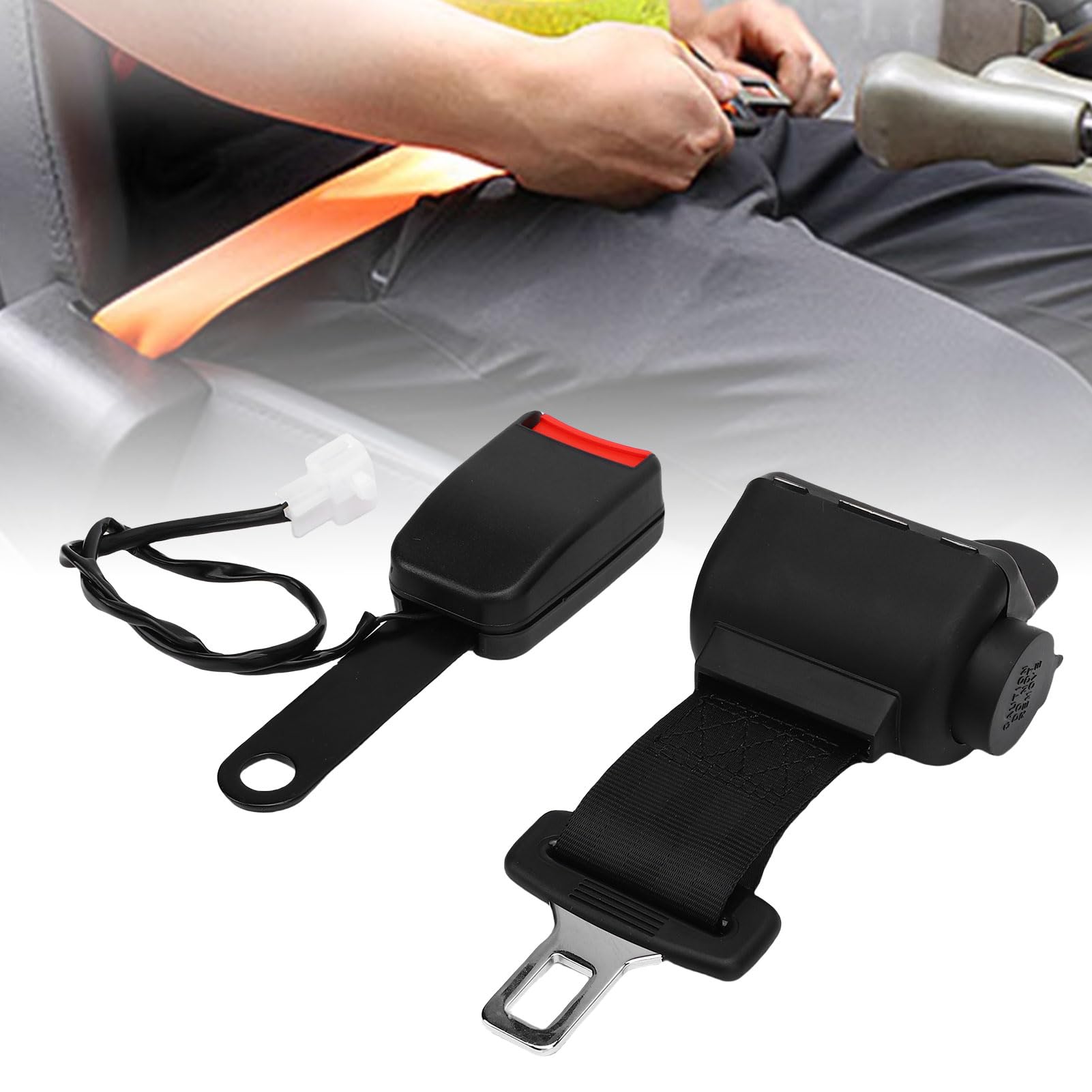 VBESTLIFE Ceinture de sécurité Universal Forklift, 2 Points Pointus S'adaptent à la Tondeuse de Tracteur Buggy Rétractable 43.3 Pouces