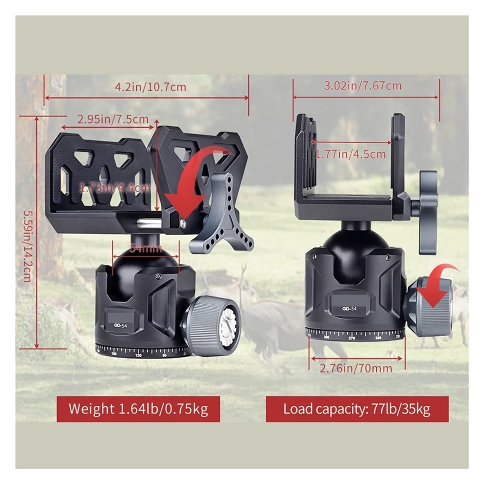 Soporte con Abrazadera for trípode con rótula esférica: Perfecto for prácticas de Tiro al(GD44)