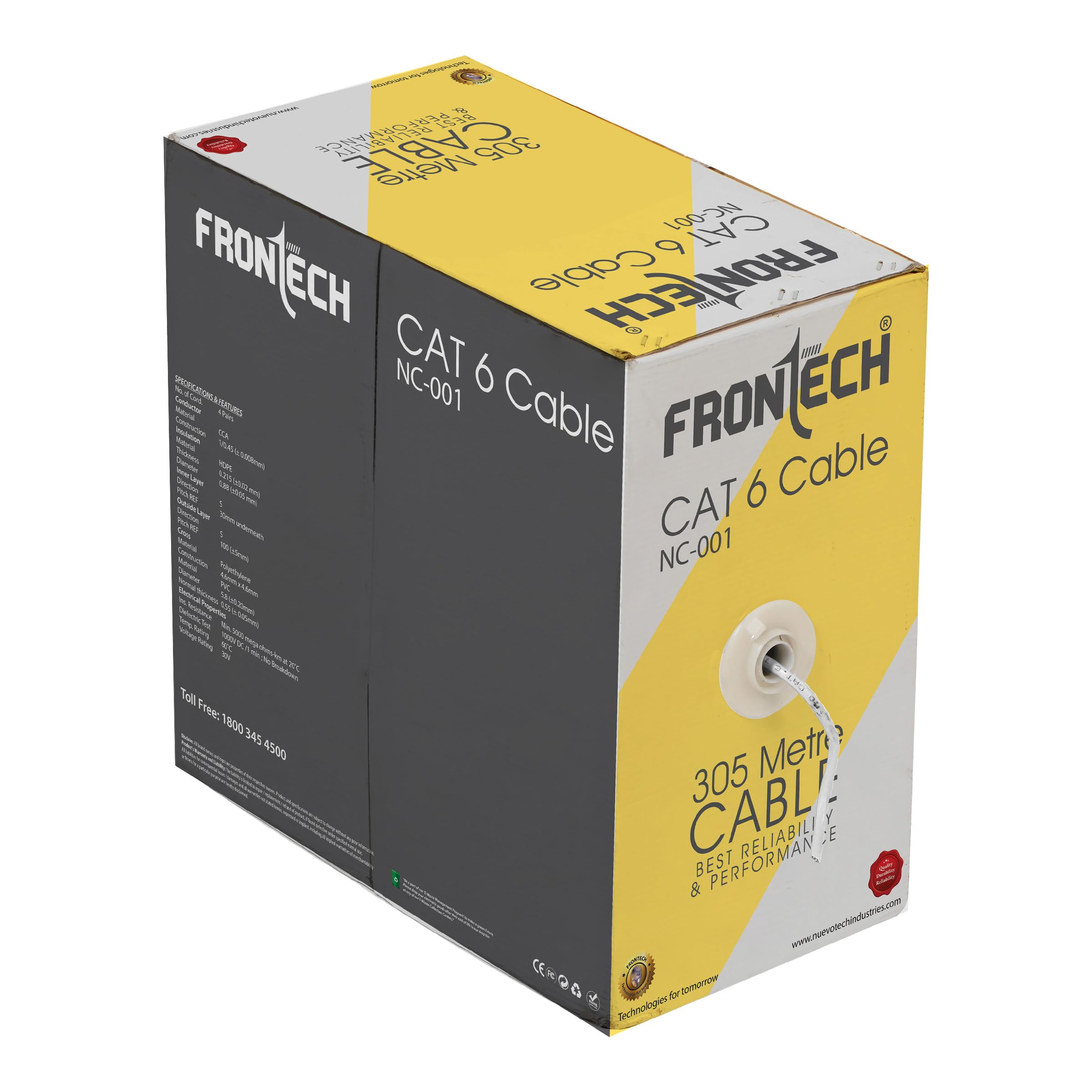 FRONTECH Cat6 Ethernet Cable/LAN Cable/Network Cable for CCTV, PC & Networking, 305 Meter Long Cable, Best Reliability & Performance with Durable & Long-Lasting Material, (NC-0001, White) (B08H1W6S7D) Amazon Price History, Amazon Price Tracker